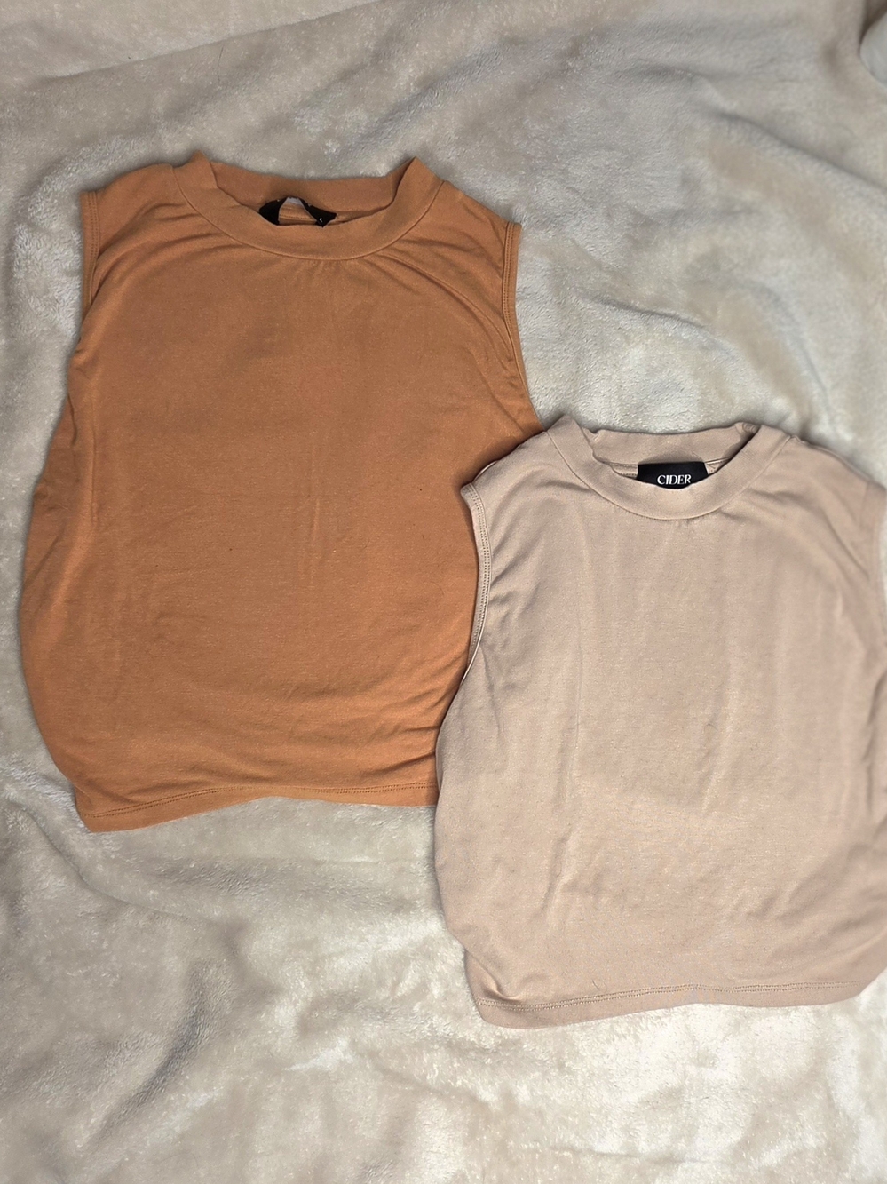 Cider Kids' Sleeveless Tank Duo in Rust and Light Beige Bundle